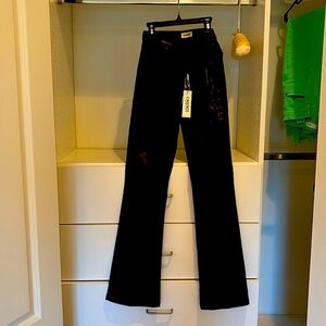 Black coated denim Jean. Leather like cotton spandex Elastene  unique sexy look